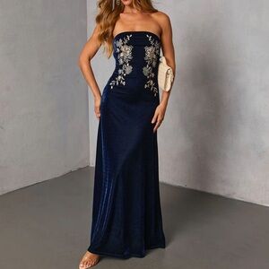 Strapless velvet maxi dress Brand new